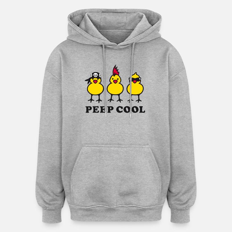 peep cool (b) - Sweat à capuche oversize unisexe - gris chiné
