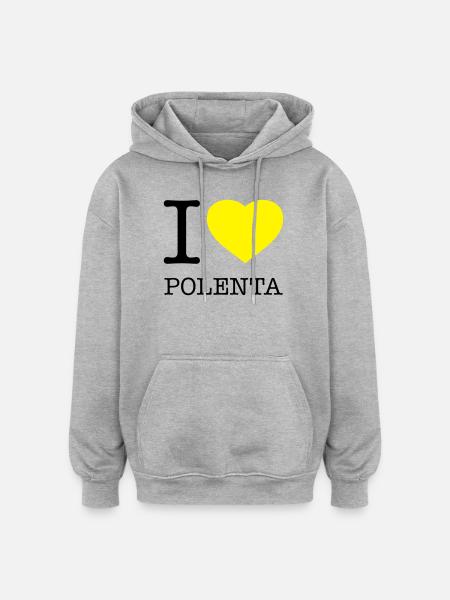 I LOVE POLENTA Mais - Oversized Unisex Hoodie - Grau meliert