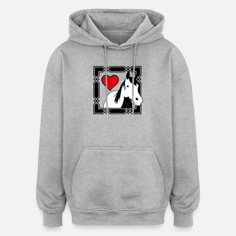 L’amour de l’équitation de cavaliers cadeaux - Sweat à capuche oversize unisexe - gris chiné