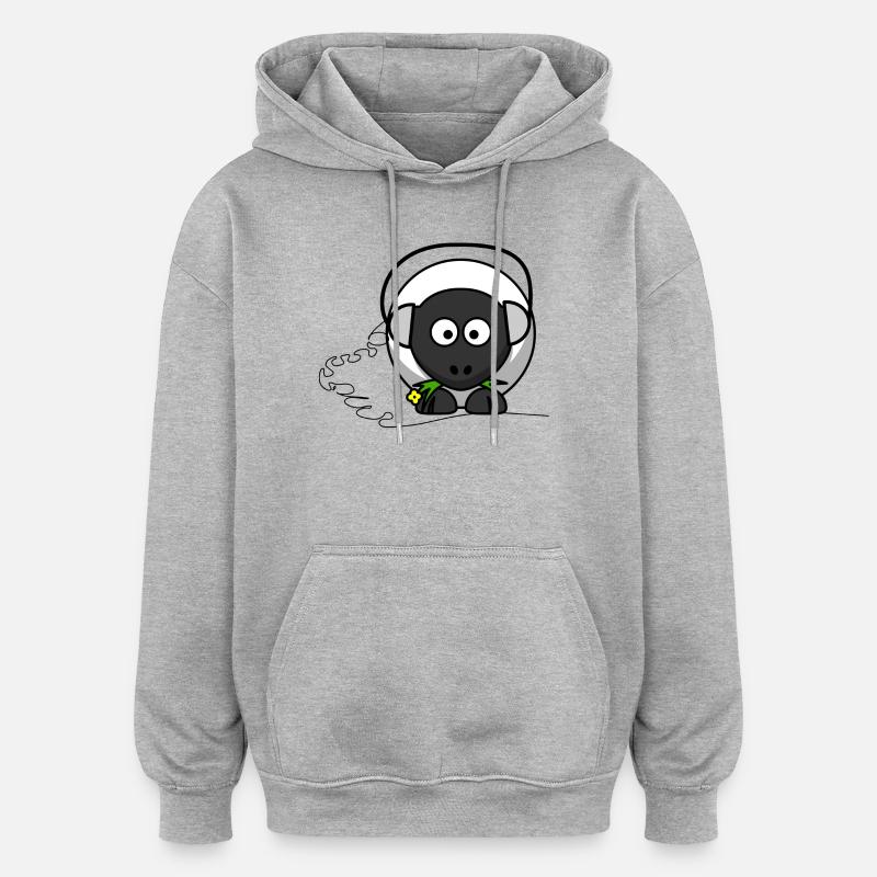 moutons drôle avec un casque - Sweat à capuche oversize unisexe - gris chiné