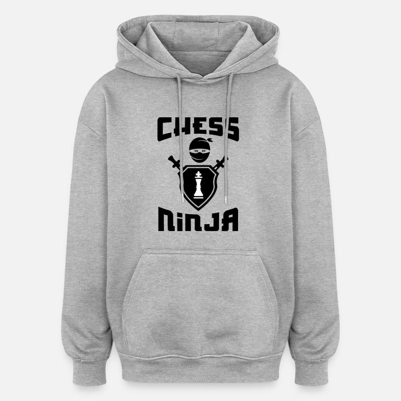Chess Ninja - Sweat à capuche oversize unisexe - gris chiné
