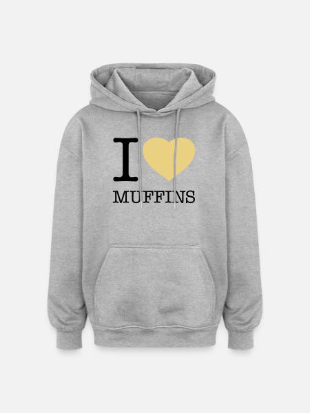 I LOVE MUFFINS - Oversized Unisex Hoodie - heather grey