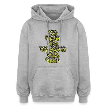 TOO MANY TABS - Oversized Unisex Hoodie - heather grey - Front - Noah (186cm)