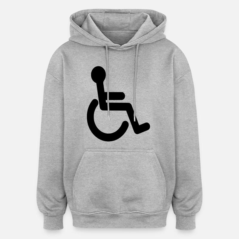 Symbole de base du fauteuil roulant # - Sweat à capuche oversize unisexe - gris chiné