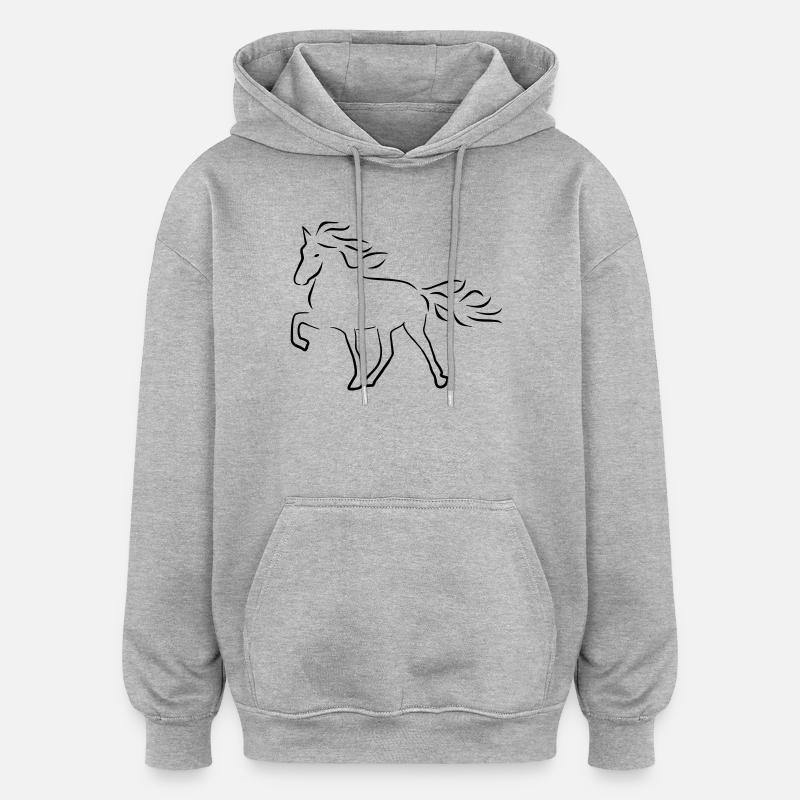 Cheval d’Islande - Sweat à capuche oversize unisexe - gris chiné