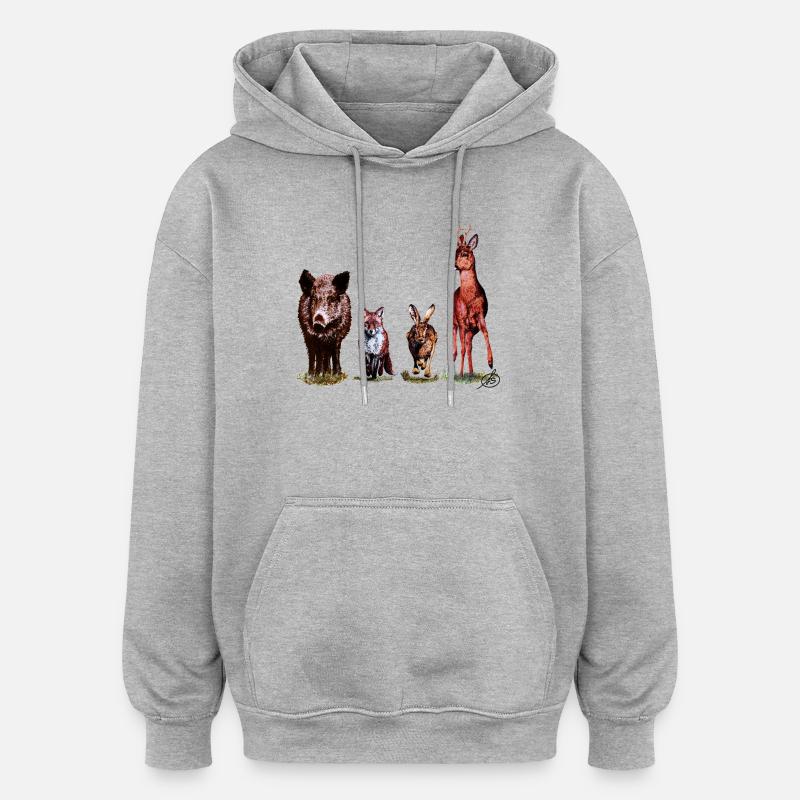 Quatuor sauvage - Sweat à capuche oversize unisexe - gris chiné