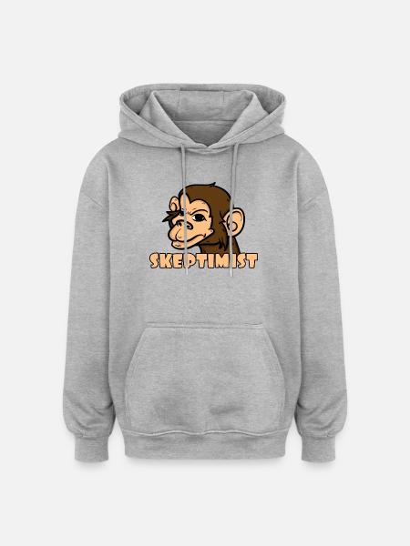 Skeptiker Affe - Skeptimist - Oversized Unisex Hoodie - Grau meliert
