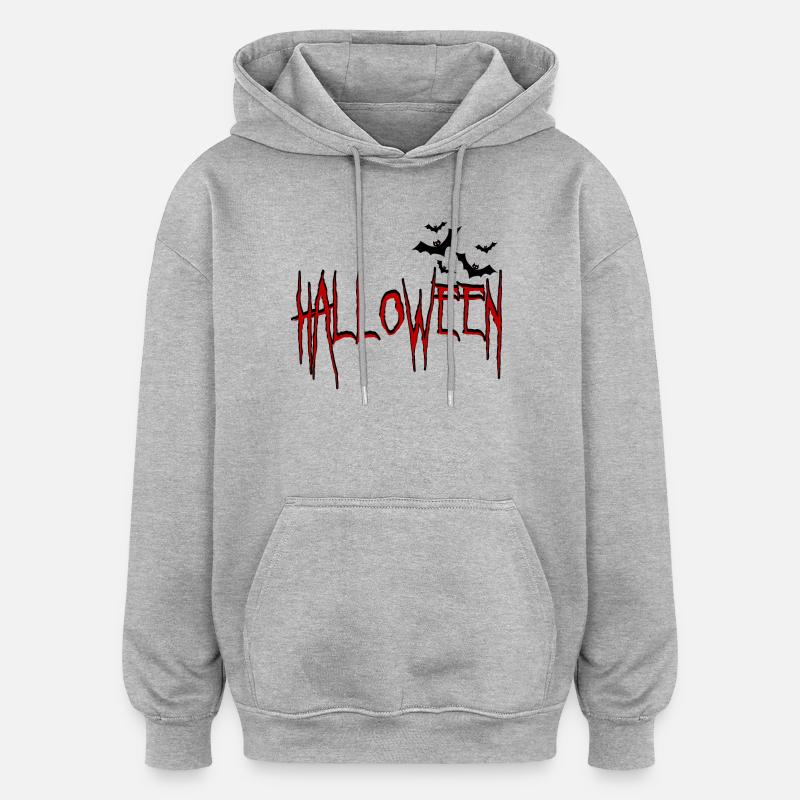 Halloween avec des chauves-souris - Sweat à capuche oversize unisexe - gris chiné