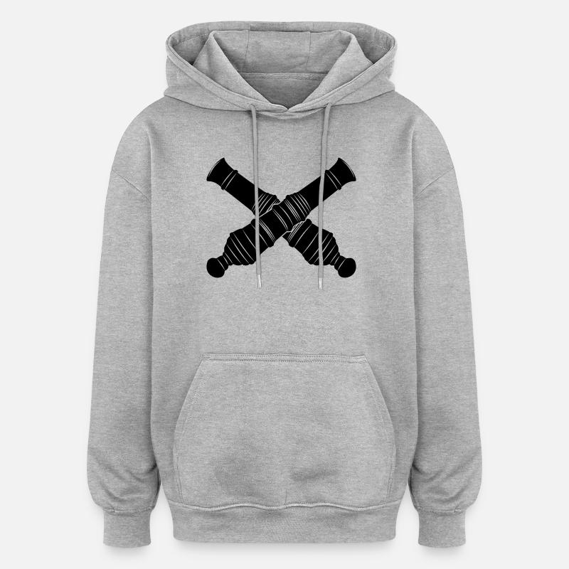 Deux canons croisés - Sweat à capuche oversize unisexe - gris chiné