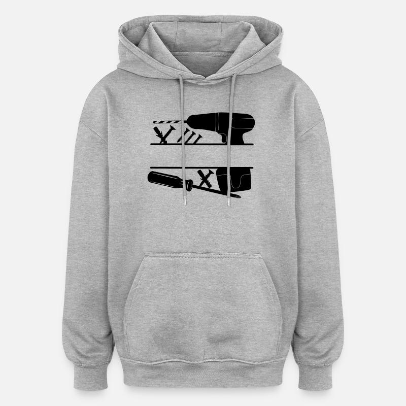 Logo de la perceuse charpentière - Sweat à capuche oversize unisexe - gris chiné