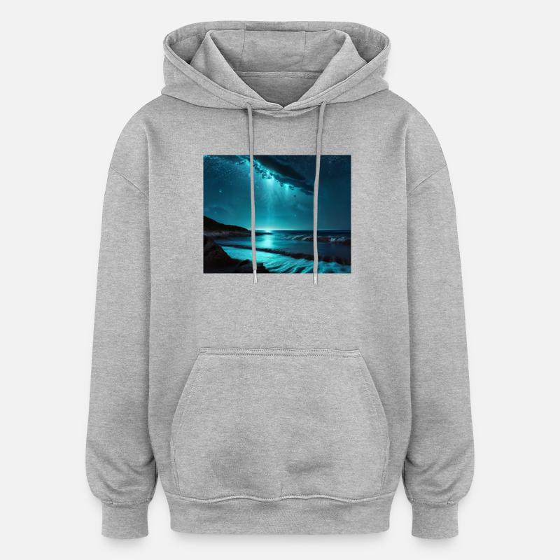Eau Nuit Bleu Lumière Jouer Mer - Sweat à capuche oversize unisexe - gris chiné