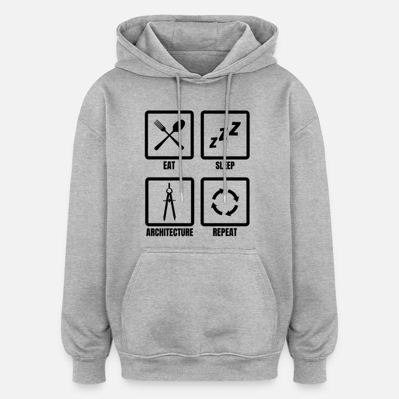 Manger Sommeil Architecture Répéter - Sweat à capuche oversize unisexe - gris chiné