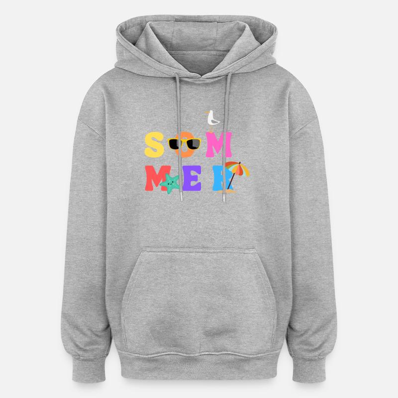 Sommer - Été - Sommerliebe - Sonne - Dim - Sweat à capuche oversize unisexe - gris chiné