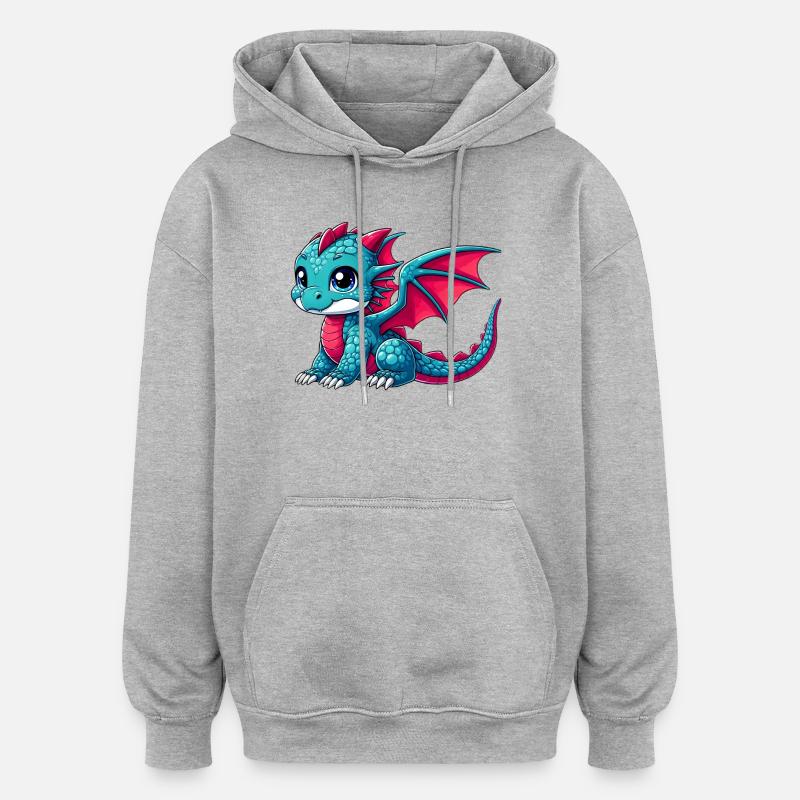 Drache - Oversized Unisex Hoodie - Grau meliert