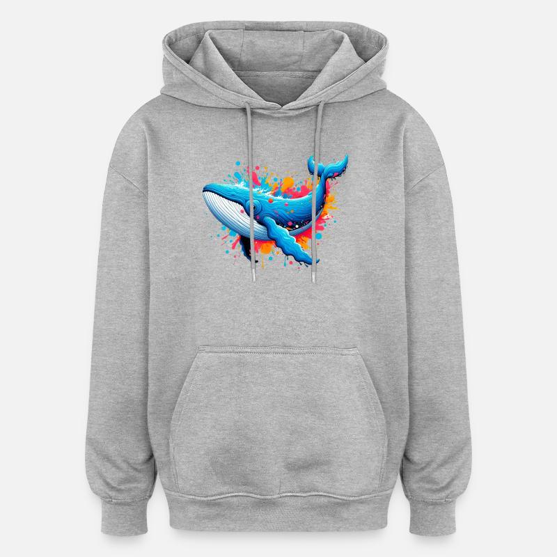 Baleine - Sweat à capuche oversize unisexe - gris chiné