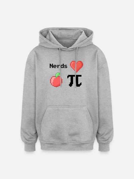 Nerds Love Apple Pi Pi Sayings Math S Pixel - Oversized Unisex Hoodie - heather grey