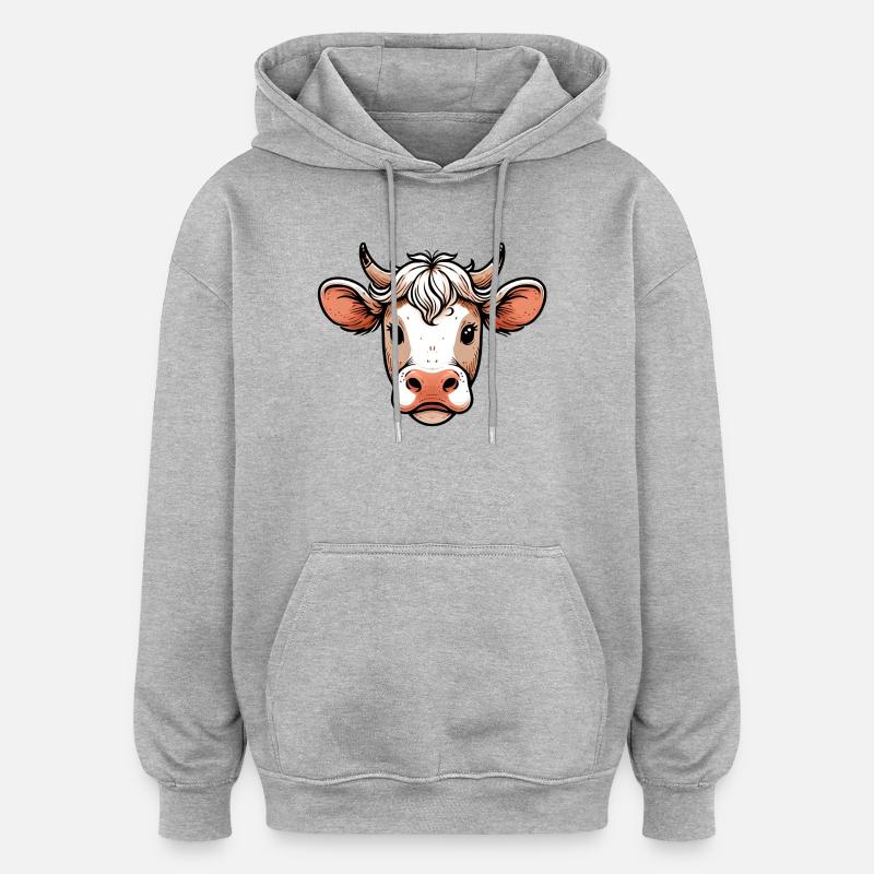 Vache - Sweat à capuche oversize unisexe - gris chiné