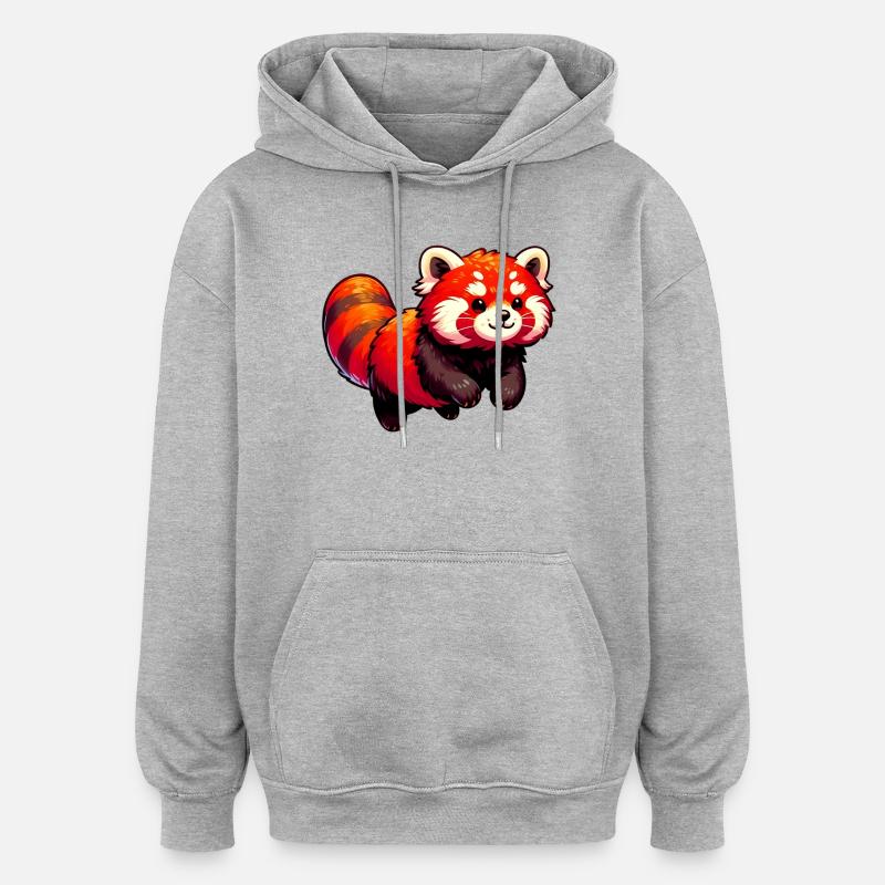 Petit panda - Sweat à capuche oversize unisexe - gris chiné