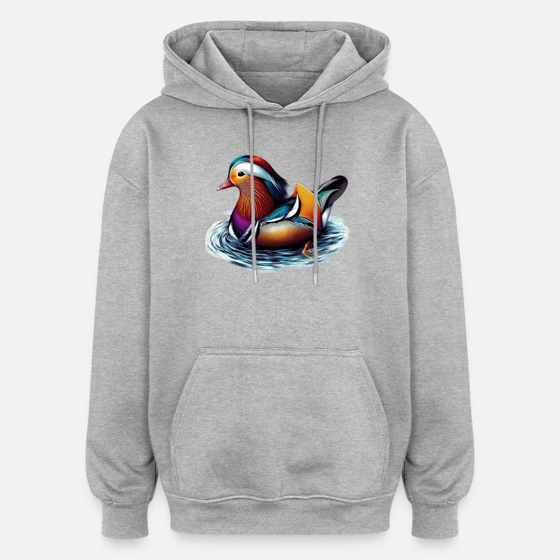 Canard mandarin - Sweat à capuche oversize unisexe - gris chiné