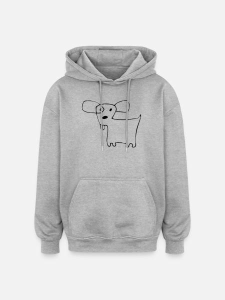 02 Doggie Shorts - Oversized Unisex Hoodie - heather grey
