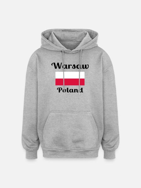 Varsovie, Pologne - Imprimés élégants - Sweat à capuche oversize unisexe - gris chiné