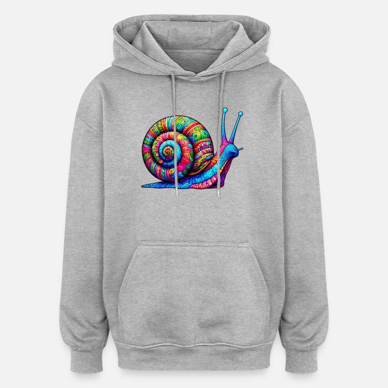Escargot - Sweat à capuche oversize unisexe - gris chiné