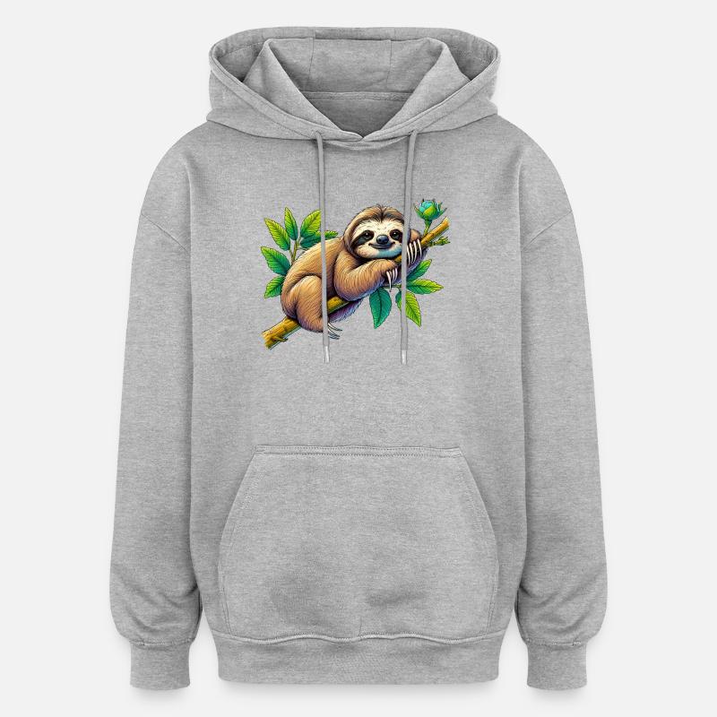 Faultier - Oversized Unisex Hoodie - Grau meliert