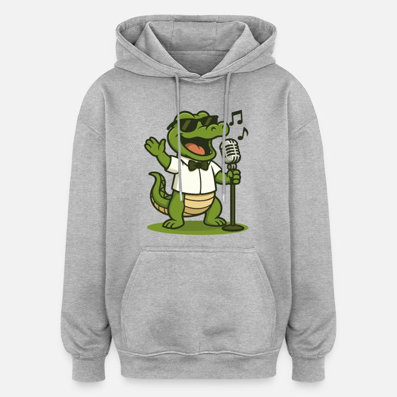 Karaoké Gator - Sweat à capuche oversize unisexe - gris chiné