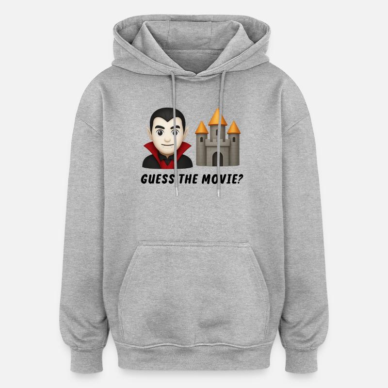 Motif Princesse Vampire et Château - Sweat à capuche oversize unisexe - gris chiné