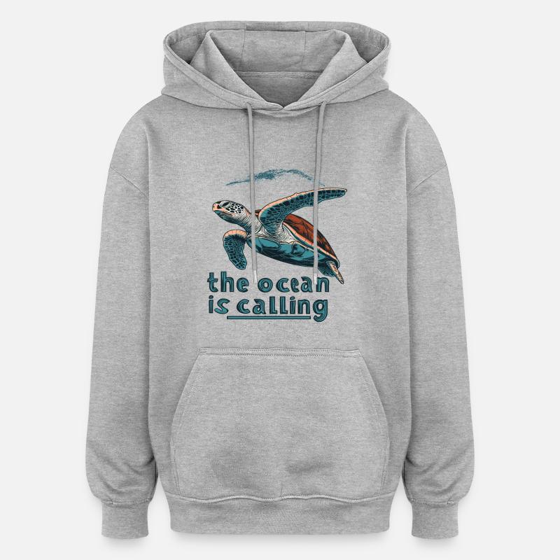 L’appel de l’océan - Turtle Beach - Sweat à capuche oversize unisexe - gris chiné