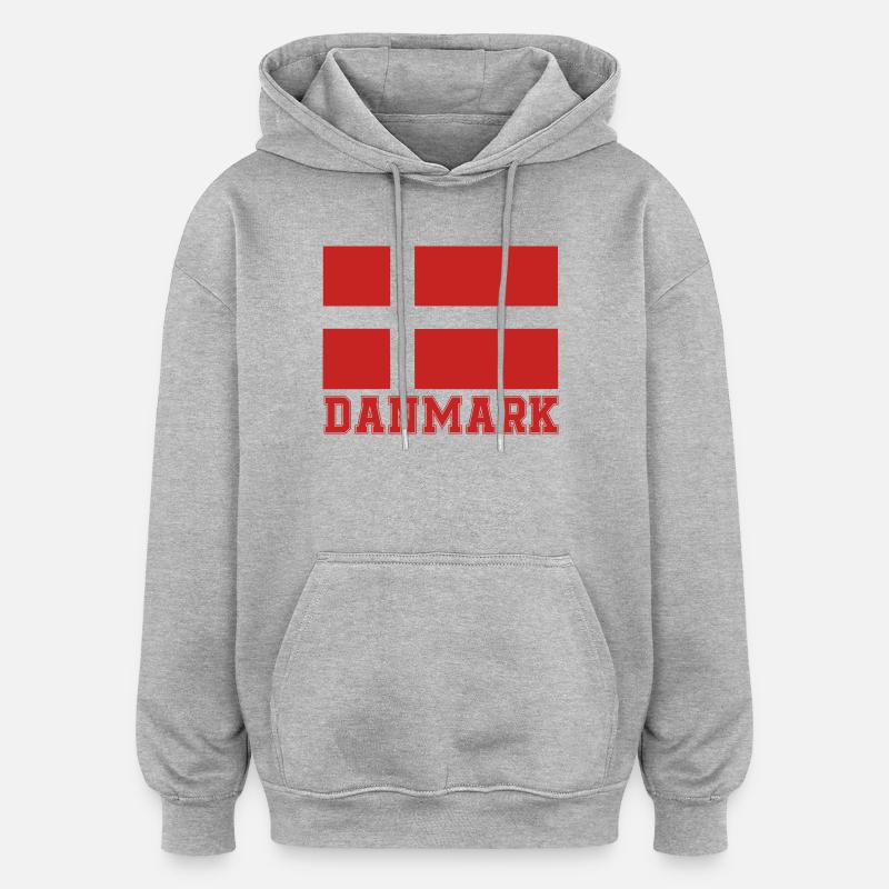 Drapeau géométrique du Danmark - Sweat à capuche oversize unisexe - gris chiné