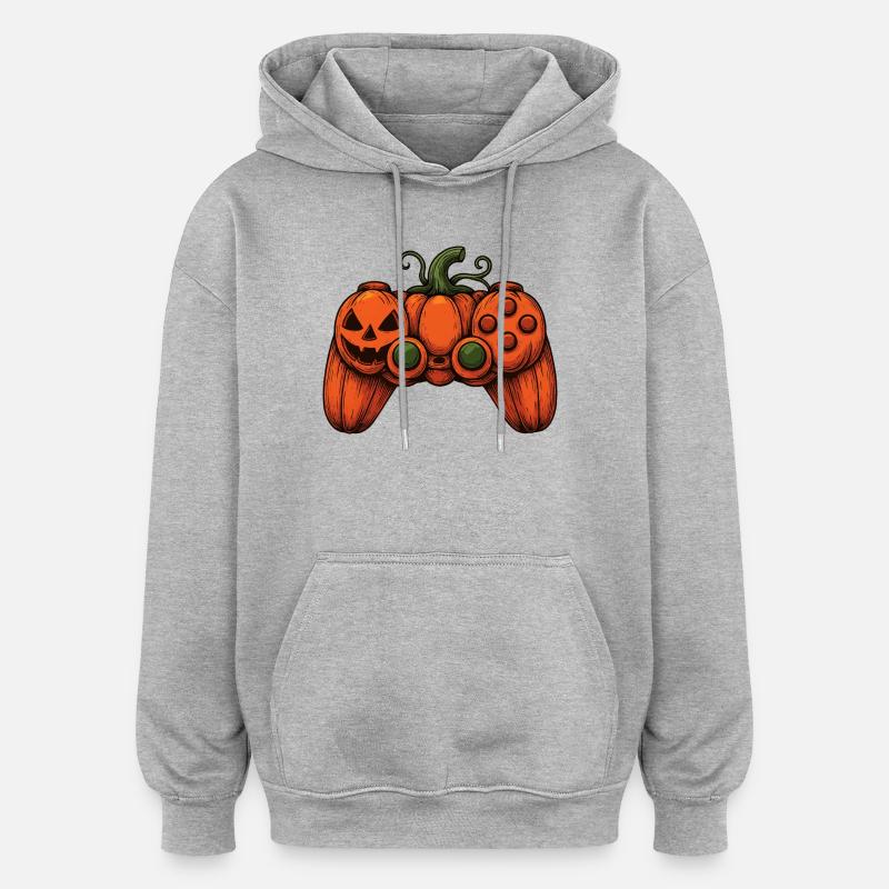 Halloween Controller Pumpkin Duo - Oversized Unisex Hoodie - heather grey