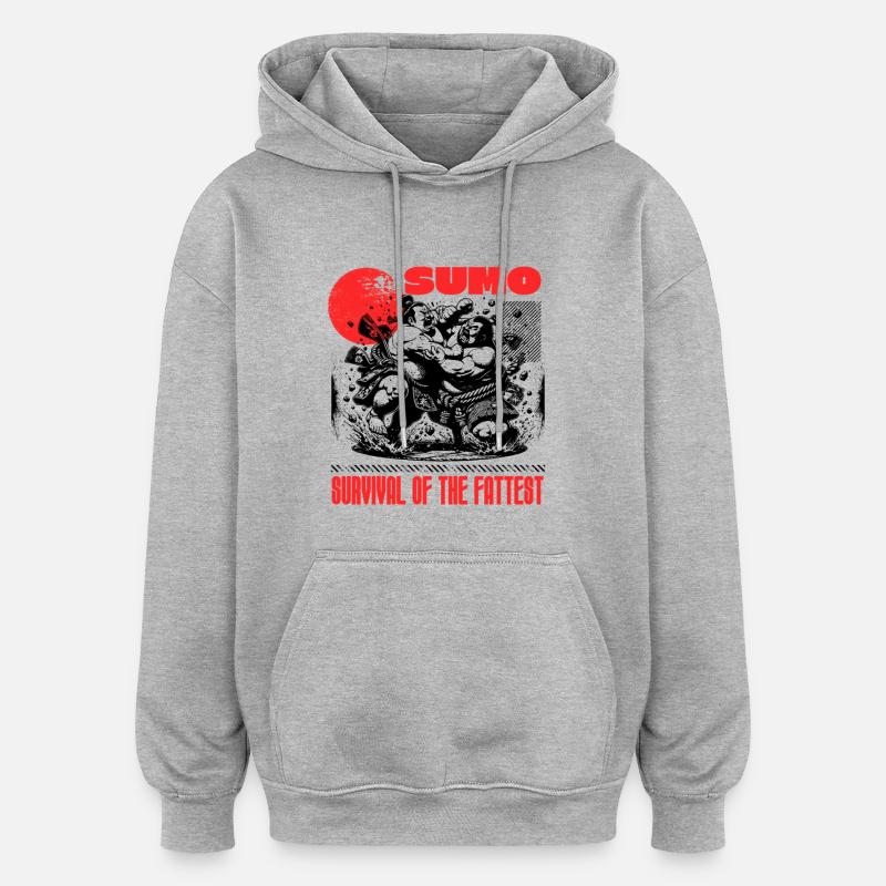 SUMO - La survie du plus gros - Sweat à capuche oversize unisexe - gris chiné