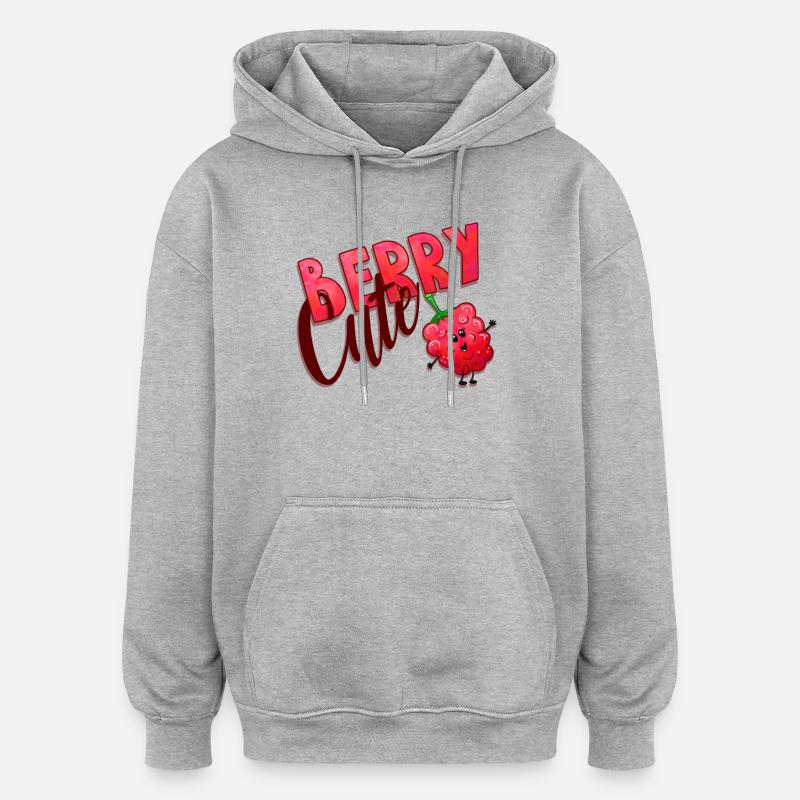 Berry Cute Raspberry - Oversized Unisex Hoodie - heather grey
