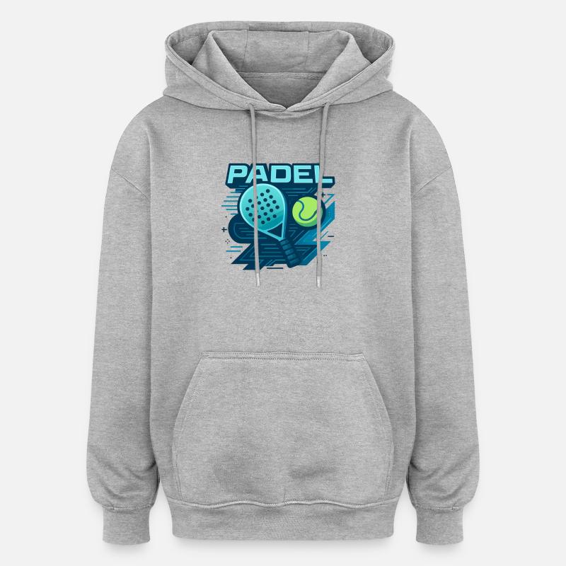 Padel Logo Schläger Ball Dynamik - Oversized Unisex Hoodie - Grau meliert