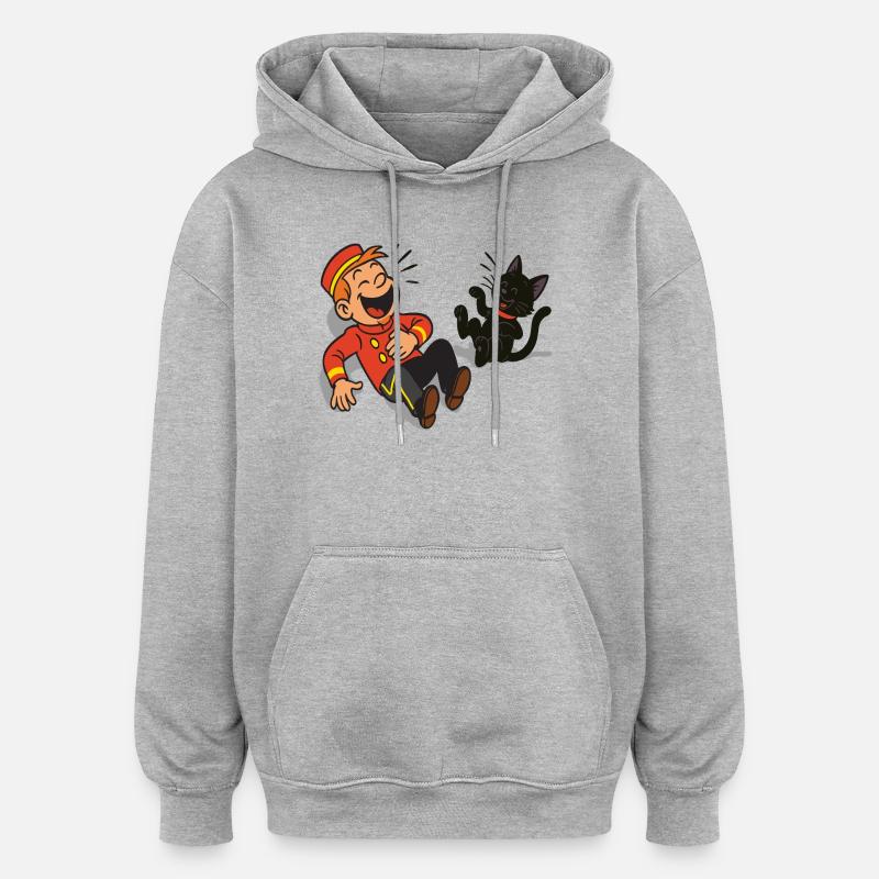Franky et Meeko rient - Sweat à capuche oversize unisexe - gris chiné
