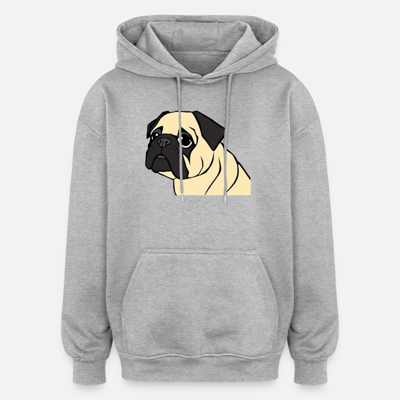 Carlin Chiens T-shirt Cadeau Noël - Sweat à capuche oversize unisexe - gris chiné