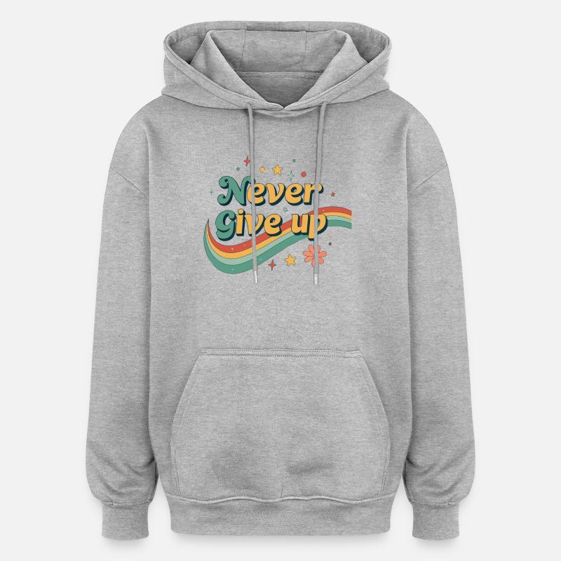 Rainbow Retro Perseverance - Oversized Unisex Hoodie - heather grey