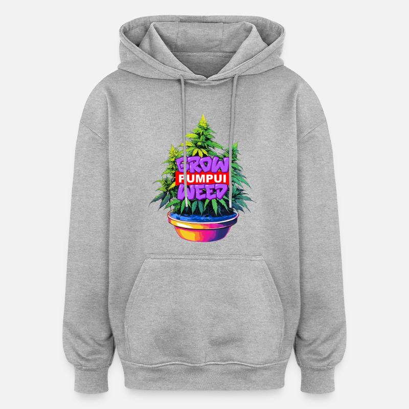 Cultivez des Pumpui Weed - Sweat à capuche oversize unisexe - gris chiné