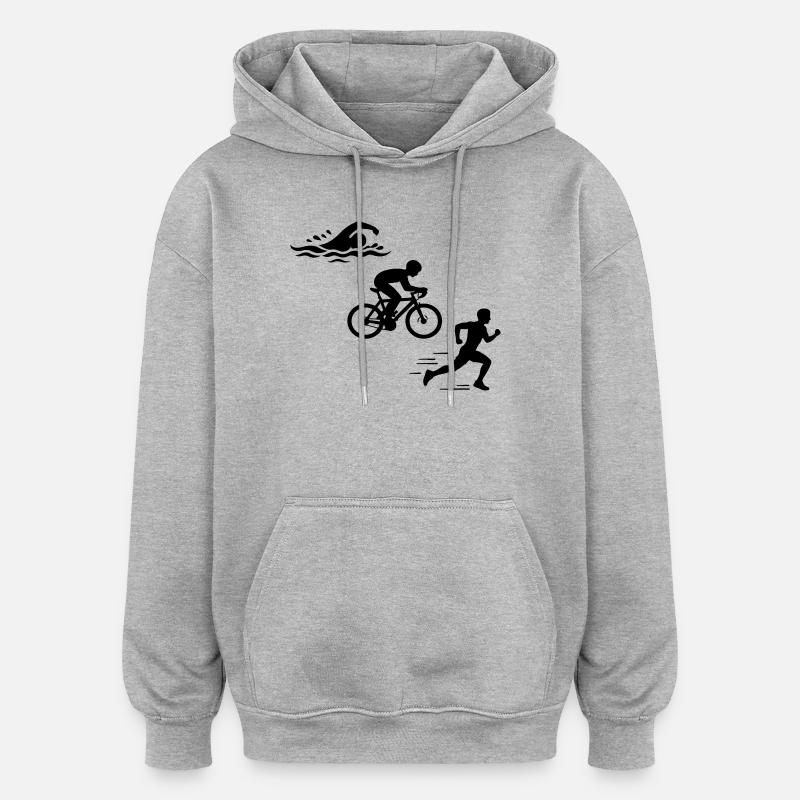 Triathlon Silhouette Triathlete - Sweat à capuche oversize unisexe - gris chiné