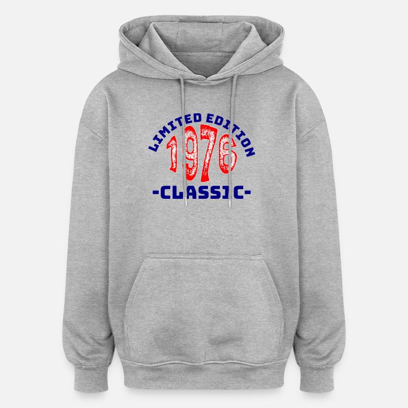 Édition limitée classique 1976 - Sweat à capuche oversize unisexe - gris chiné
