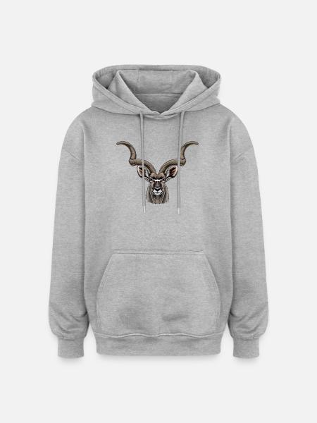 kudu antelope, gazelle's head silhouette - Oversized Unisex Hoodie - heather grey