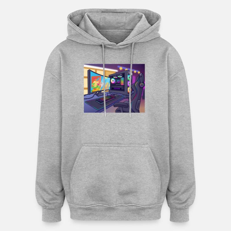 Ambiance PC de jeu RGB - Sweat à capuche oversize unisexe - gris chiné