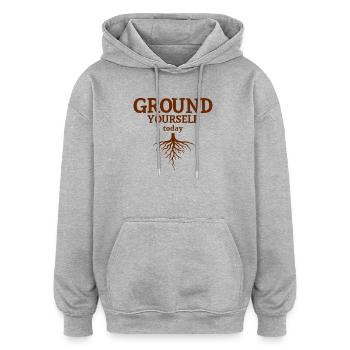 Ground Yourself today Nature Mindfulness Look - Oversized Unisex Hoodie - heather grey - Front - Noah (186cm)