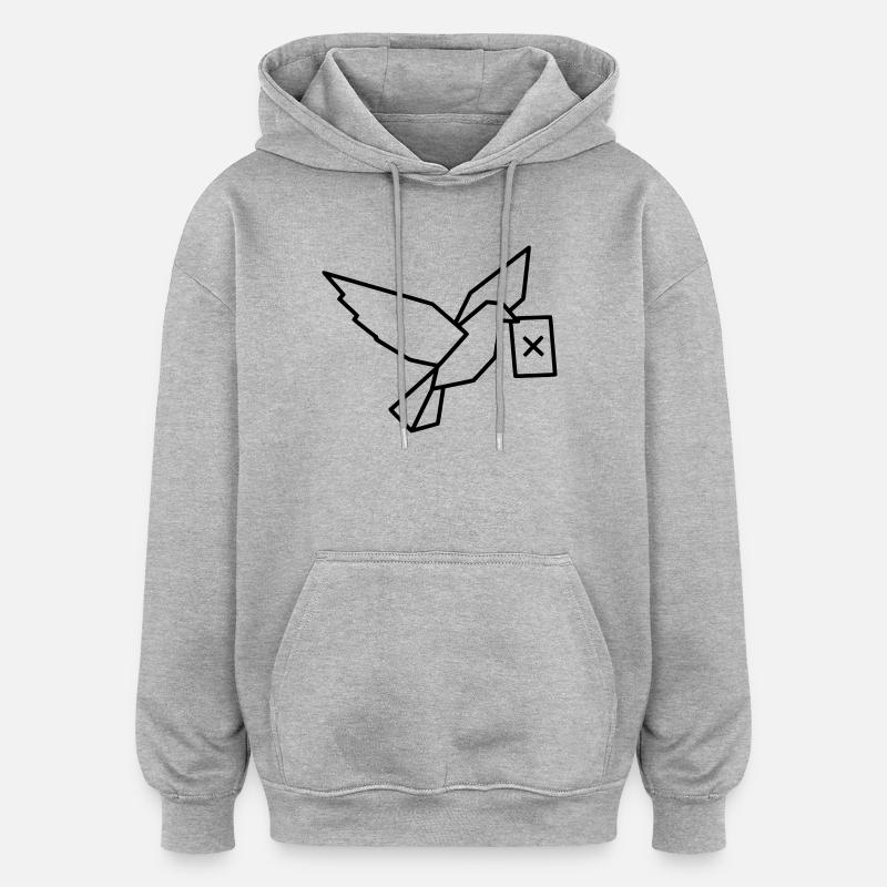 Brieftaube Wahlzettel Outline - Oversized Unisex Hoodie - Grau meliert