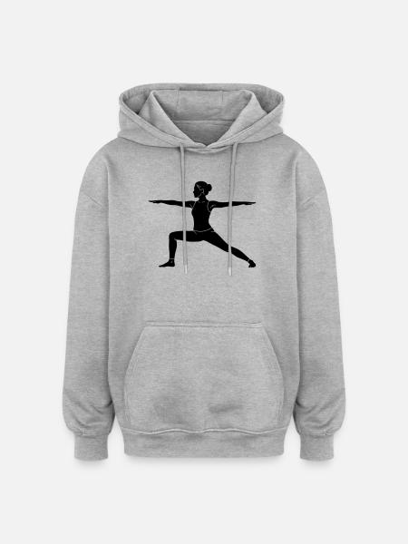 Warrior Yoga Pose Silhouette - Oversized Unisex Hoodie - heather grey