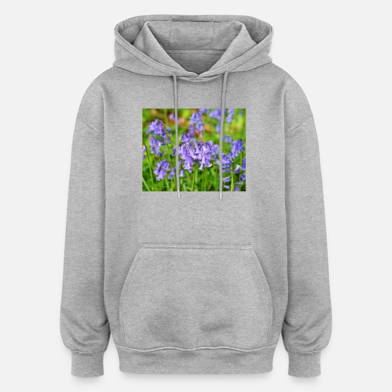 Jacinthes bleus - Floraison printanière violette - Sweat à capuche oversize unisexe - gris chiné