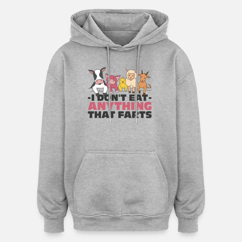 Humour végan amusant - Sweat à capuche oversize unisexe - gris chiné