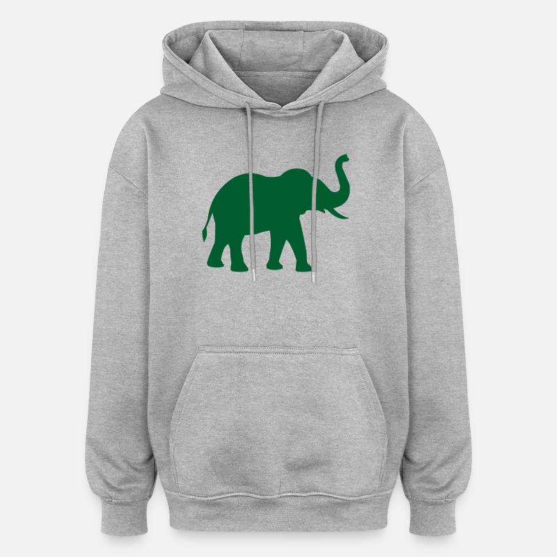 Elephant silhouette in green - Oversized Unisex Hoodie - heather grey