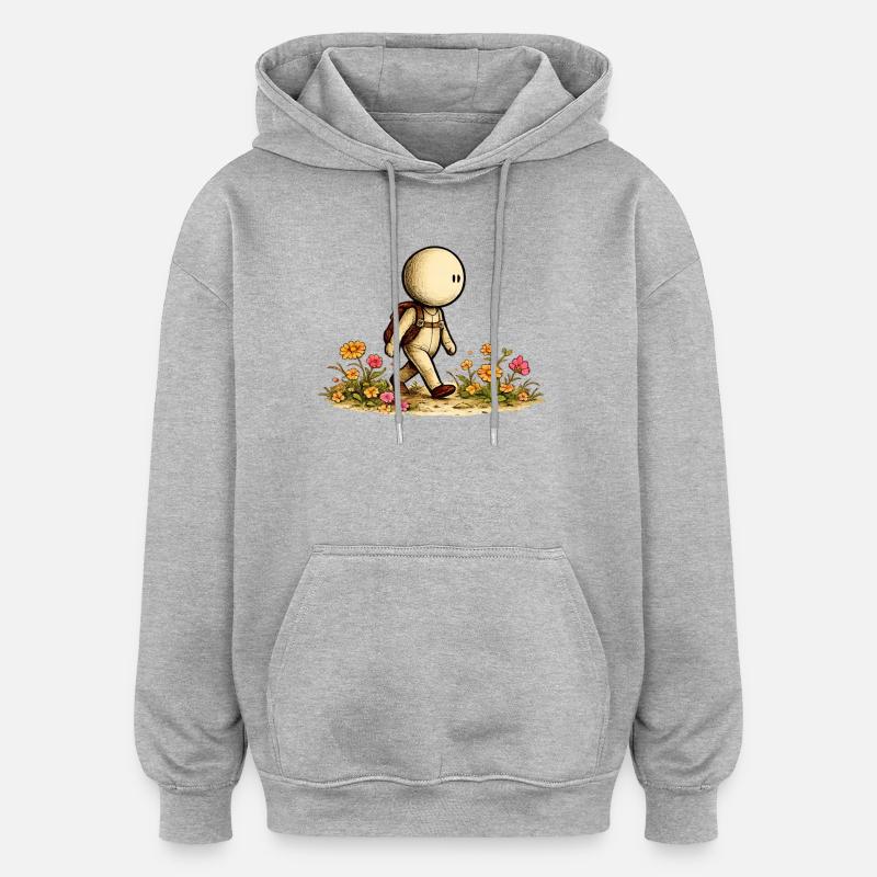 Der kleine Gedanke | Wanderer - Oversized Unisex Hoodie - Grau meliert
